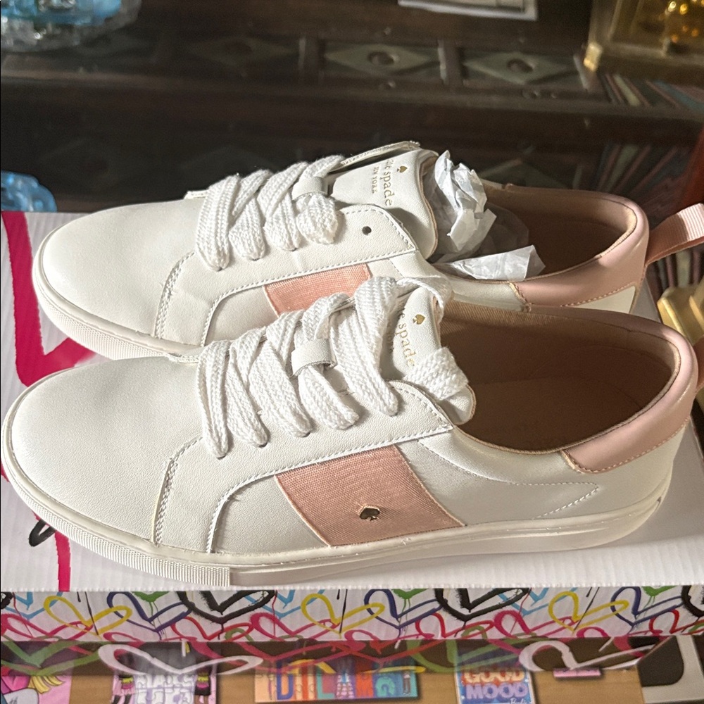 Kate Spade Women's Sneakers in White and Pink - Picture 8 of 11